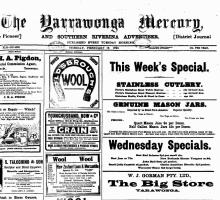 Front Page of the Yarrawong Mercury & Southern newspaper, 12 February 1924