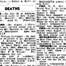 Kæmpe stor Fremragende krabbe 05 Aug 1950 - Family Notices - Trove