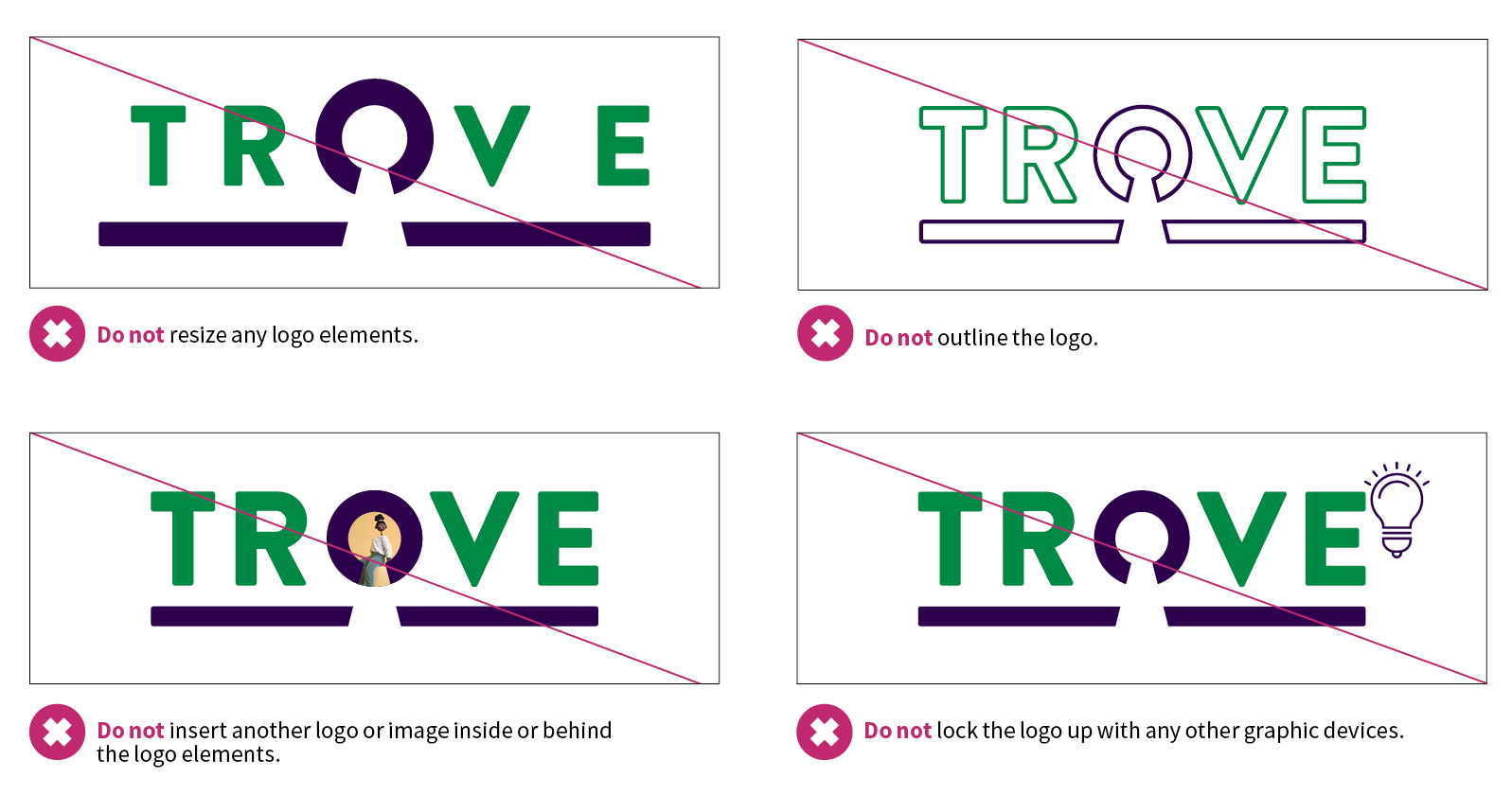 Examples of misuse of Trove logo