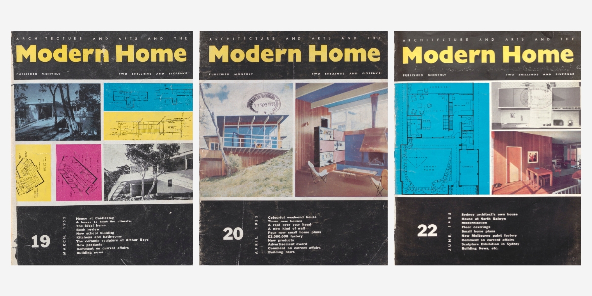 Three covers of Architecture and Arts and the Modern Home
