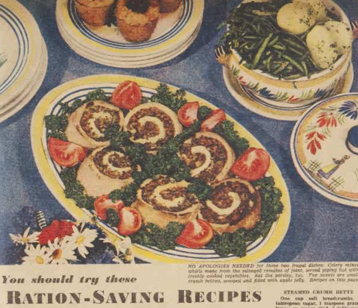 table setting with various foods