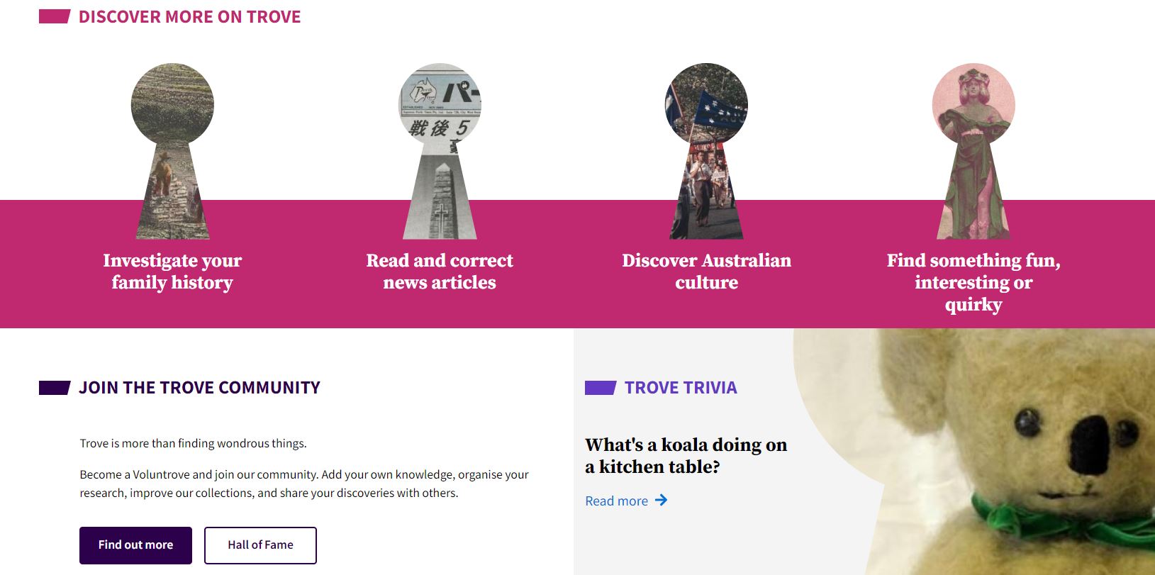 Screenshot from new homepage