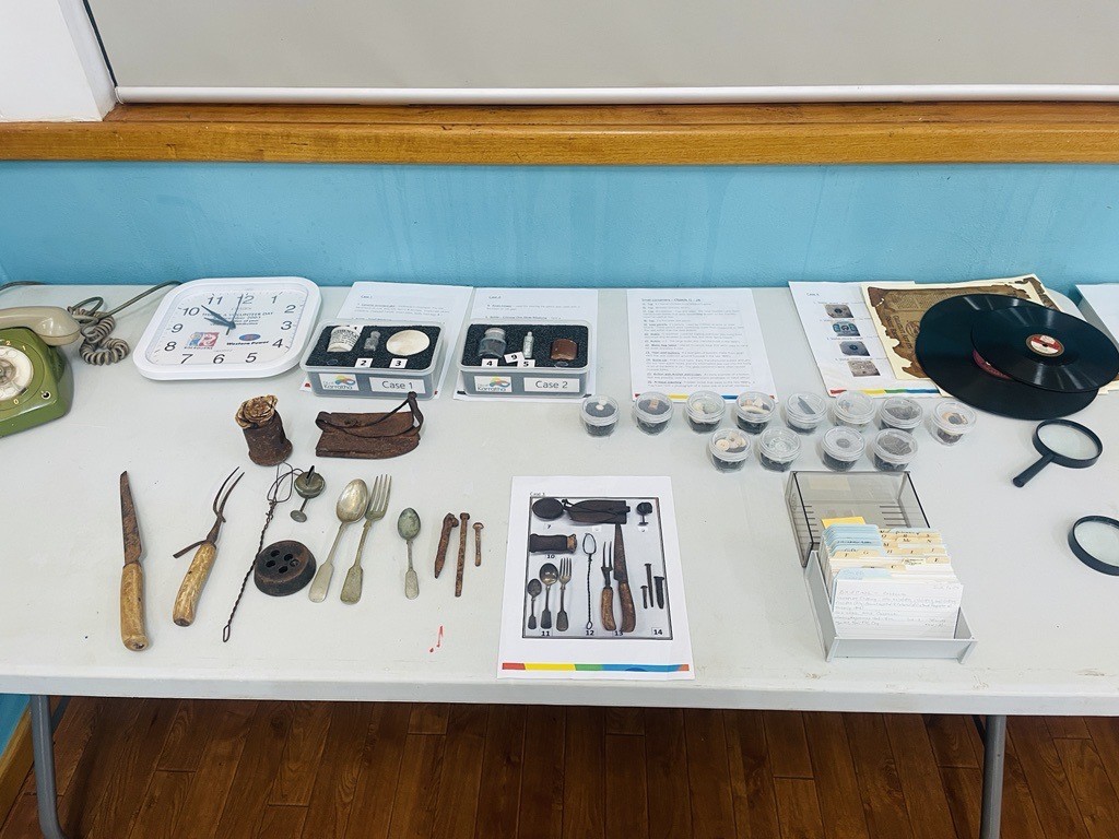 A table displaying historical items