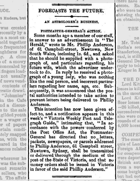 Newspaper article about Phillip Anderson