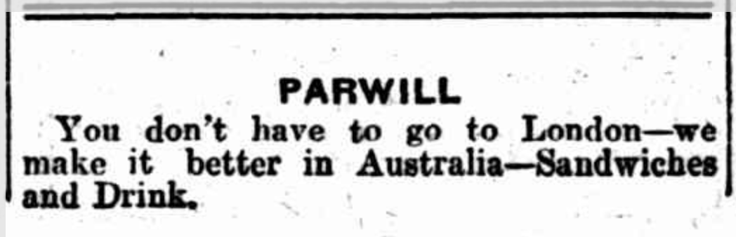 Parwill Advertisment,  News, 16 Nov 1927. 