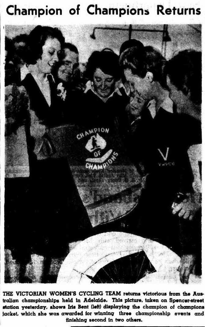 An article on The Victorian Women's Cycling Team's latest win. The heading reads 'Champion of Champions Returns'.