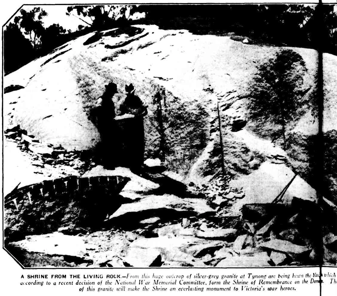 Newspaper photograph of the Tynong quarry