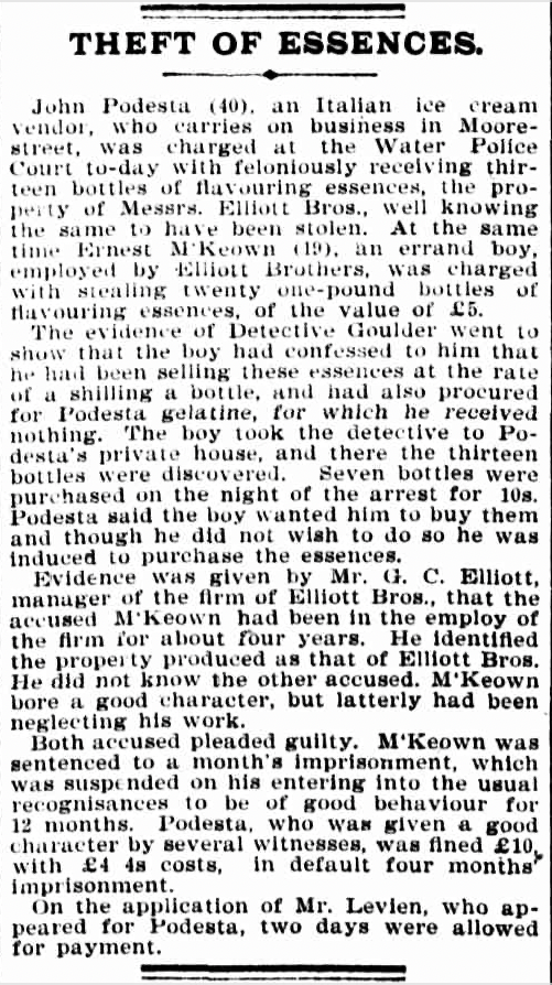 A newspaper article on the theft of essences.