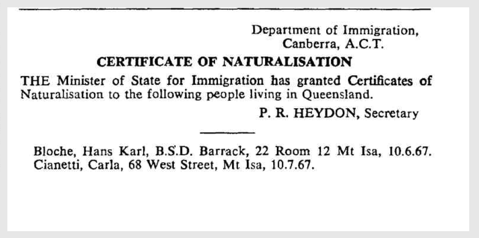 Image of Certificate of naturalisation from 1967