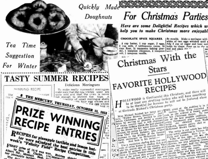 Collage of newspaper recipes