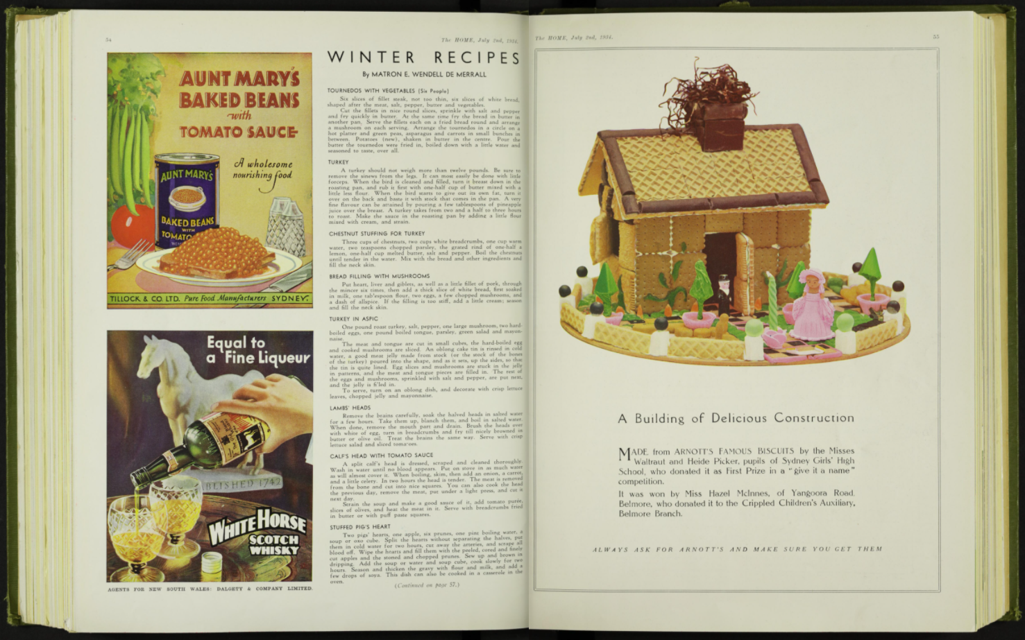 Pages from The Home magazine with winter recipes
