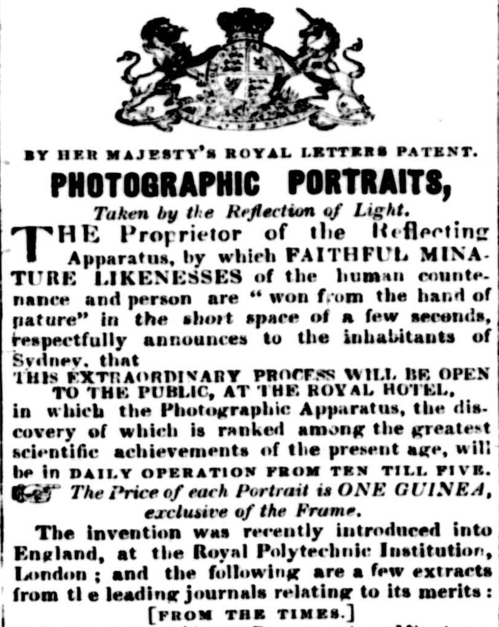 the first newspaper advertisement for Goodman's photographic portraits