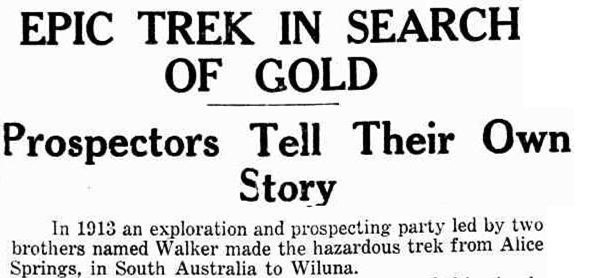 a news article from 1934 titled Epic Trek in Search of Gold