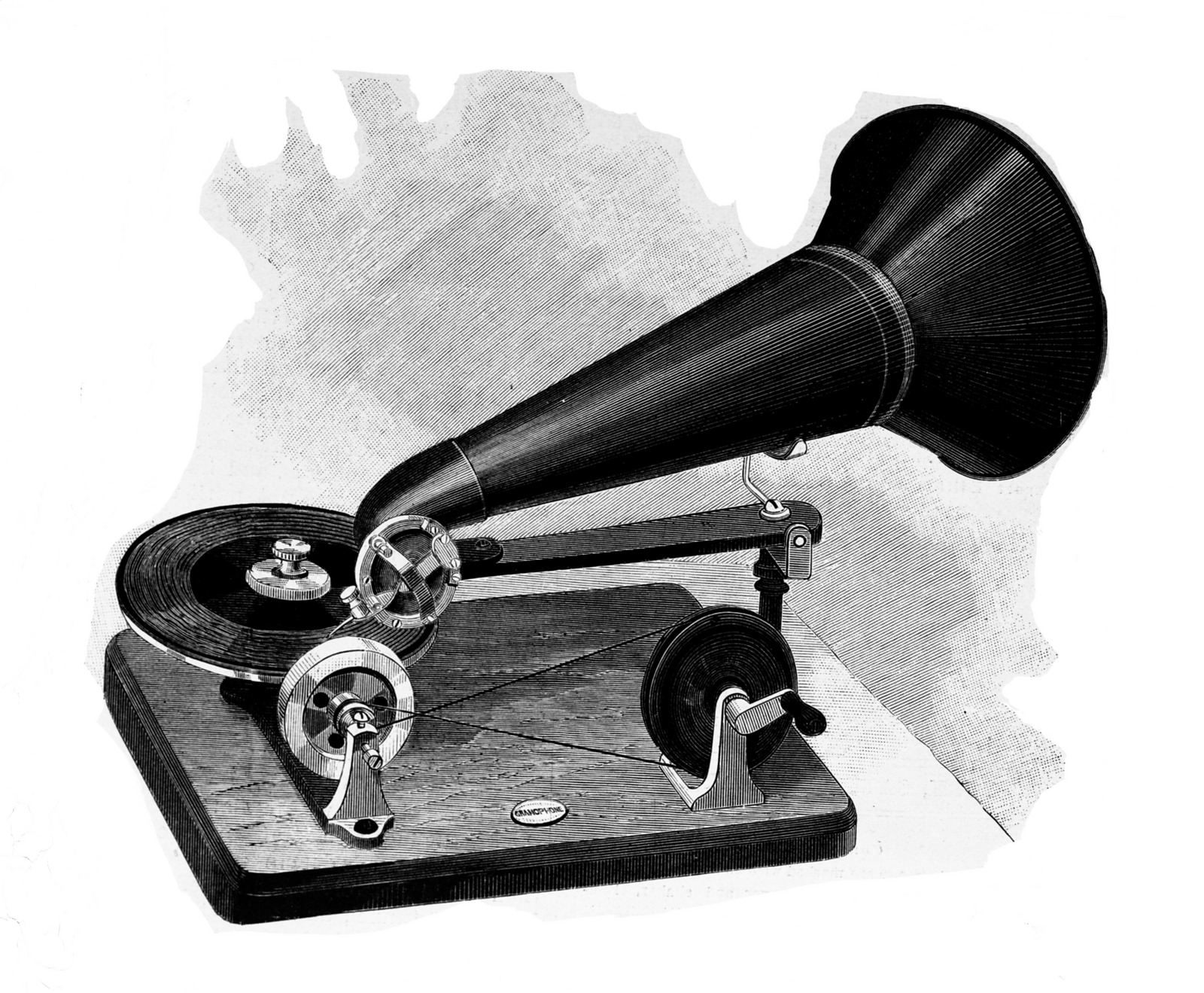 a drawing of a gramophone