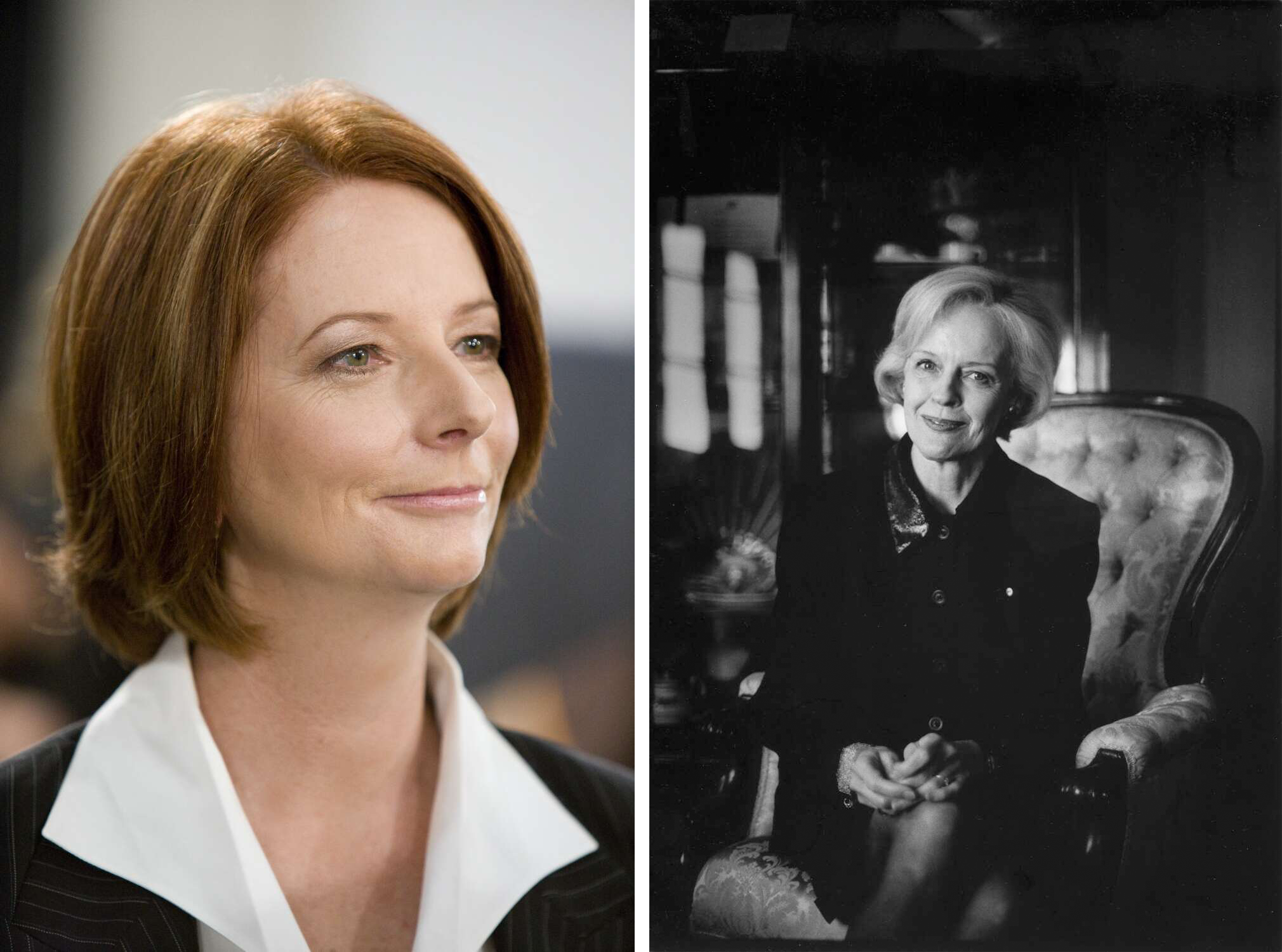 Side-by-side photos of Julia Gillard and Quentin Bryce