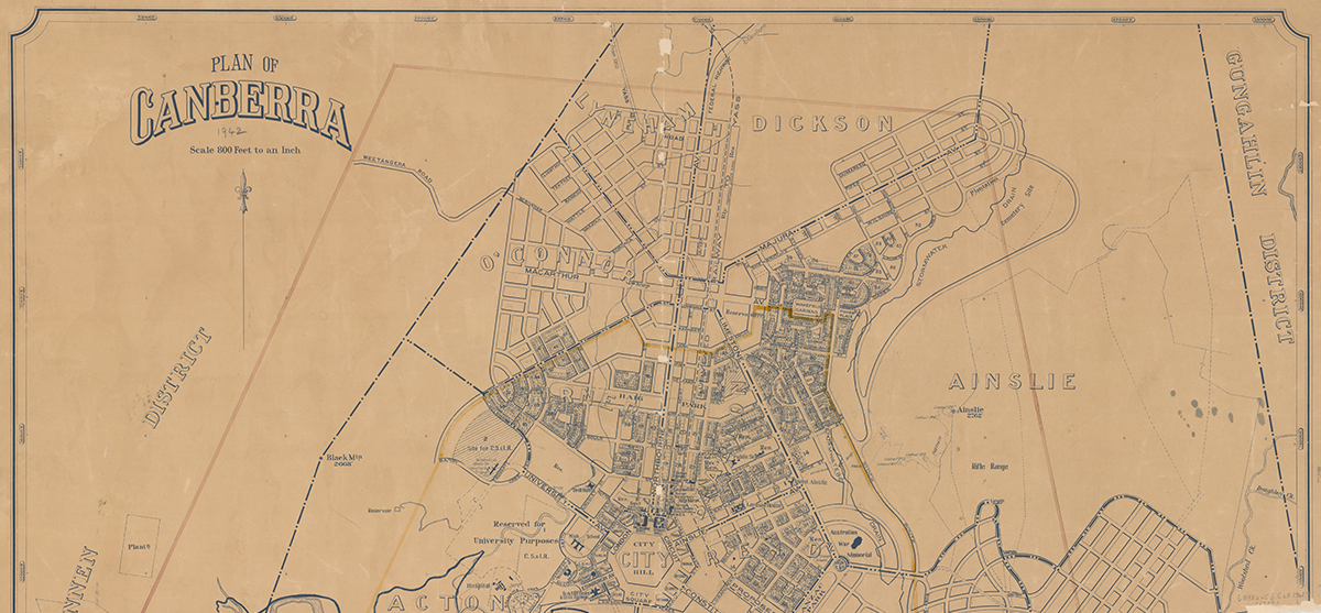 Map showing section of north Canberra, including area of proposed cemetery and plantation