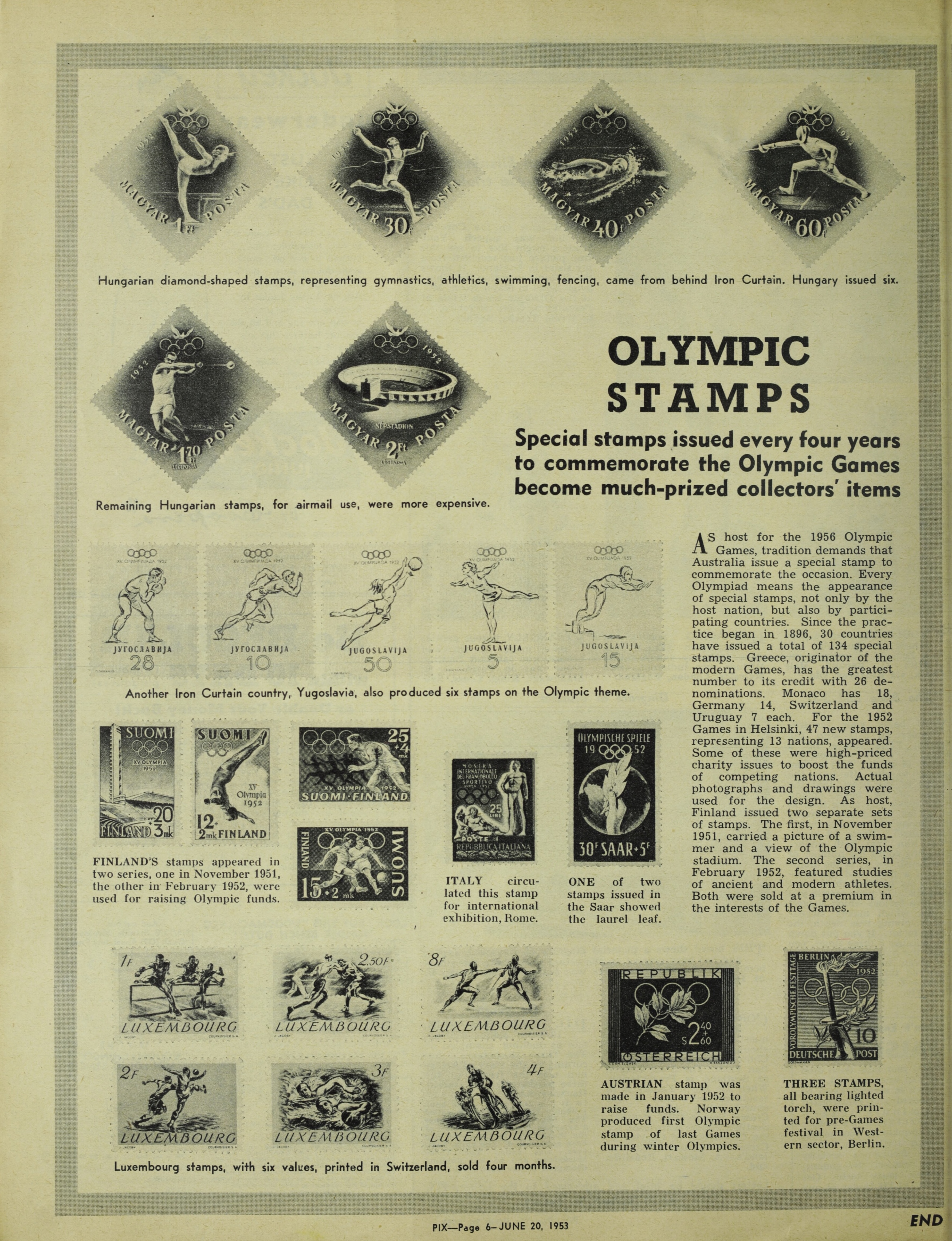 A magazine article on 1938 Olympic Games stamp collection.