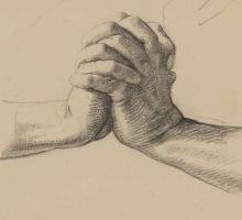 An illustration of two hands clasped