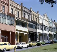 Row of victorian townhouses