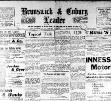A newspaper front page with the heading Brunswick and Coburg Leader